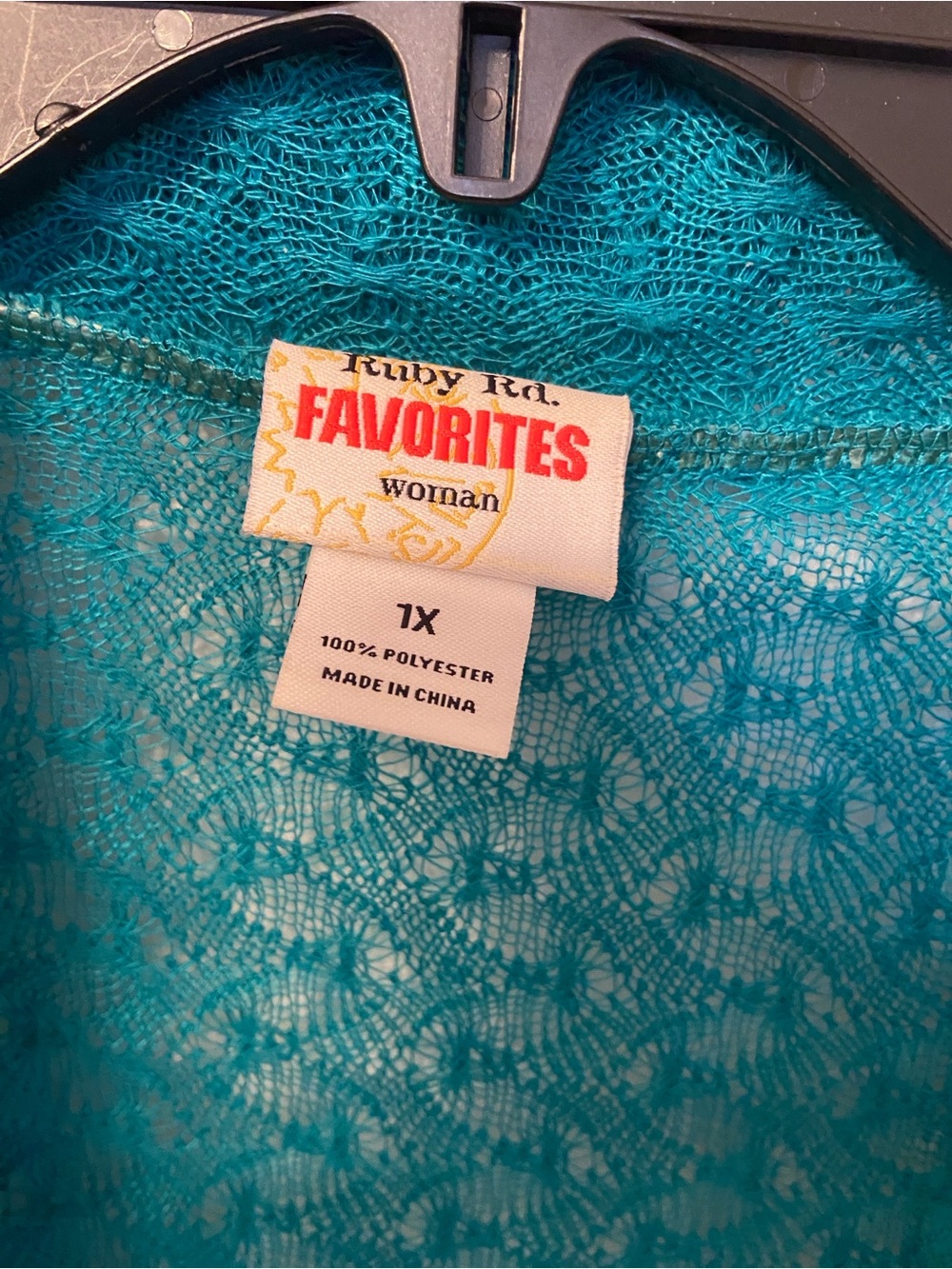 Ruby Rd. Teal Open-Front Knit Cardigan - Picture 2 of 4